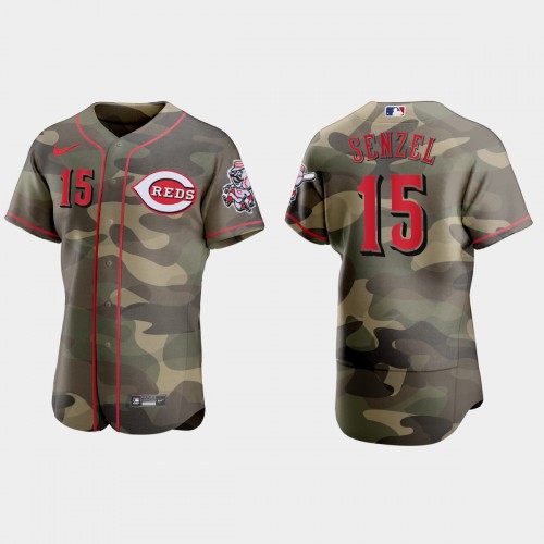 Cincinnati Cincinnati Reds #15 Nick Senzel Men’s Nike 2021 Armed Forces Day Authentic MLB Jersey -Camo Men’s