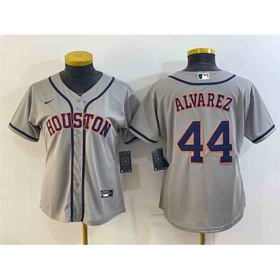 Women Houston Astros #44 Yordan Alvarez Gray Cool Base Stitched Baseball Jersey