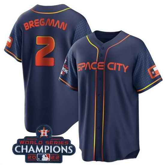 Youth Houston Astros #2 Alex Bregman Navy 2022 World Series Champions City Connect Stitched BaseballJersey