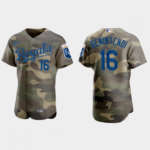 Kansas City Kansas City Royals #16 Andrew Benintendi Men’s Nike 2021 Armed Forces Day Authentic MLB Jersey -Camo Men’s