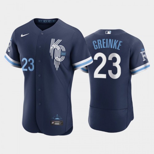 Kansas City Kansas City Royals #23 Zack Greinke Men’s Nike Authentic 2022 City Connect Navy Jersey Men’s