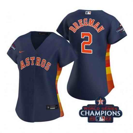 Women Houston Astros #2 Alex Bregman Navy 2022 World Series Champions Cool Base Stitched Baseball Jersey