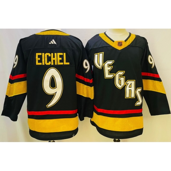 Men Vegas Golden Knights #9 Jack Eichel Black 2022 23 Reverse Retro Stitched NHL Jersey