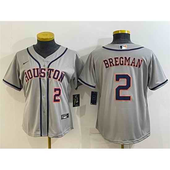 Women Houston Astros #2 Alex Bregman Gray Cool Base Stitched Baseball Jersey