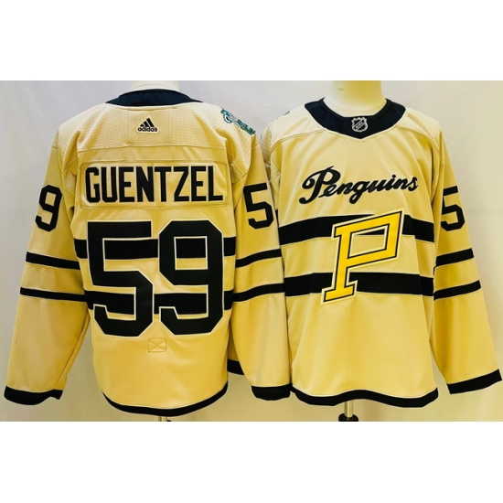 Men Pittsburgh Penguins 59 Jake Guentzel White 2022 #23 Reverse Retro Stitched NHL Jersey
