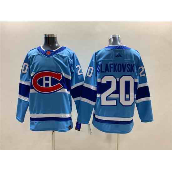 Men Montreal Canadiens #20 Juraj Slafkovsky 2022 23 Reverse Retro Stitched Jersey
