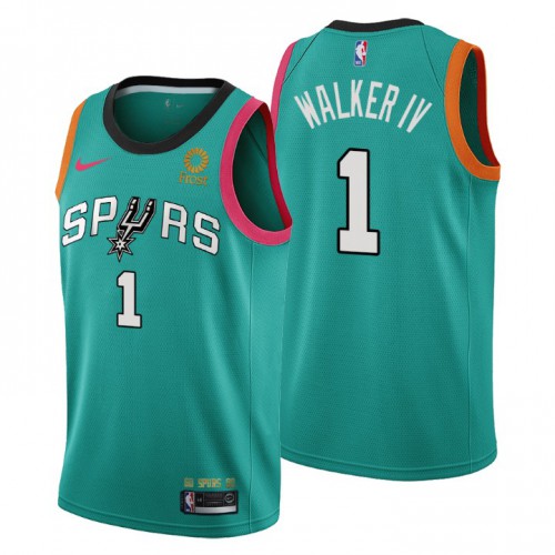 Nike San Antonio Spurs #1 Lonnie Walker Men’s 2022-23 City Edition NBA Jersey – Cherry Blossom Teal Men’s