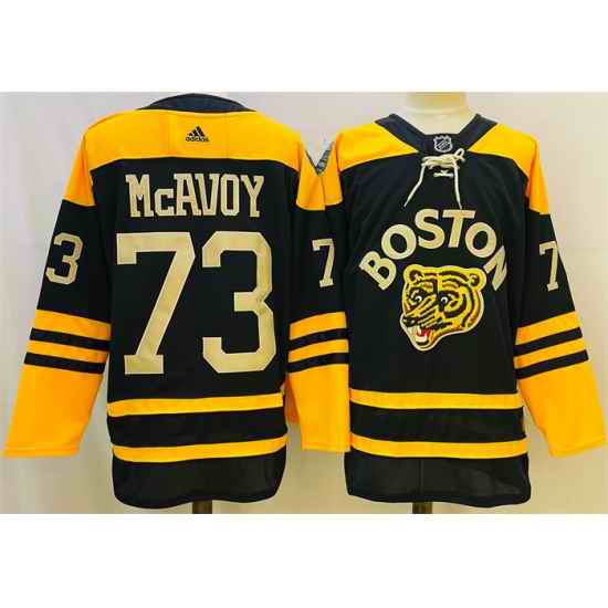 Men Boston Bruins #73 Charlie McAvoy Black Classic Primegreen Stitched Jersey