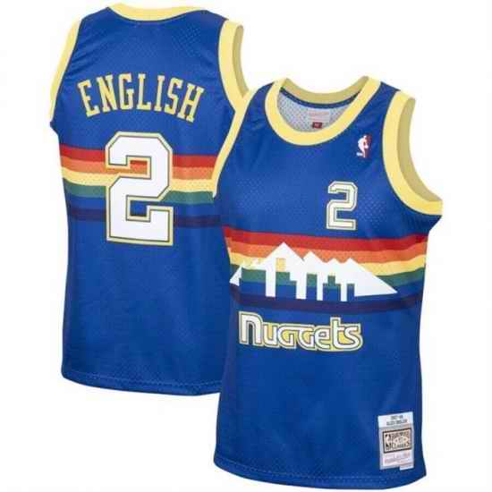Men Denver Nuggets #2 Alex English 1987 88 Royal Mitchell  26 Ness Swingman Stitched Basketball Jersey