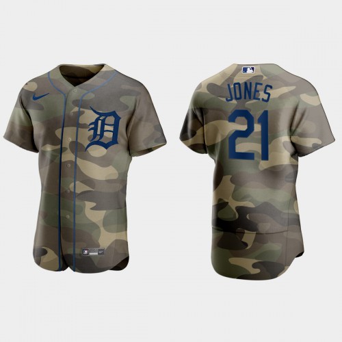 Detroit Detroit Tigers #21 Jacoby Jones Men’s Nike 2021 Armed Forces Day Authentic MLB Jersey -Camo Men’s
