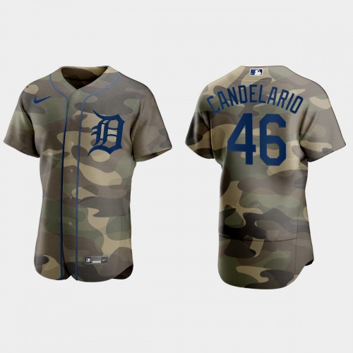 Detroit Detroit Tigers #46 Jeimer Candelario Men’s Nike 2021 Armed Forces Day Authentic MLB Jersey -Camo Men’s