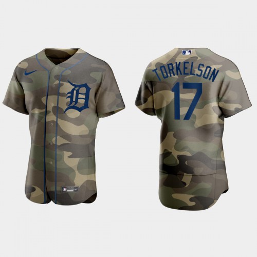Detroit Detroit Tigers #17 Spencer Torkelson Men’s Nike 2021 Armed Forces Day Authentic MLB Jersey -Camo Men’s