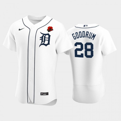 Detroit Detroit Tigers #28 Niko Goodrum Men’s Nike Authentic 2021 Memorial Day MLB Jersey – White Men’s
