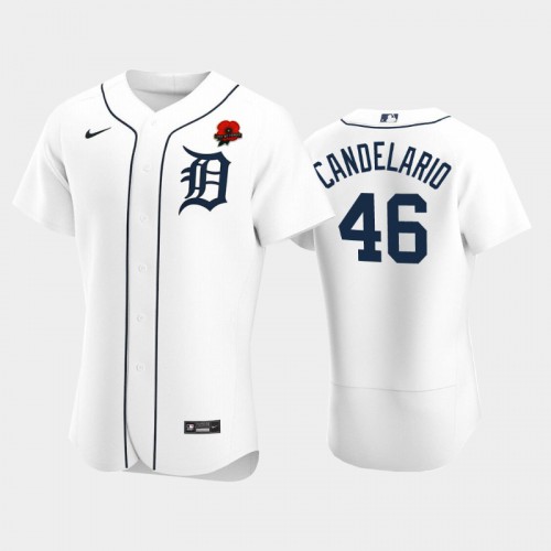 Detroit Detroit Tigers #46 Jeimer Candelario Men’s Nike Authentic 2021 Memorial Day MLB Jersey – White Men’s