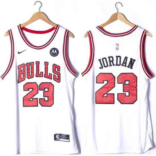 Men Chicago Bulls #23 Michael Jordan White Stitched Basketball Jersey