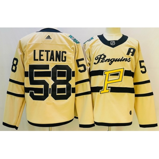 Men Pittsburgh Penguins 58 Kris Letang White 2022 #23 Reverse Retro Stitched NHL Jersey