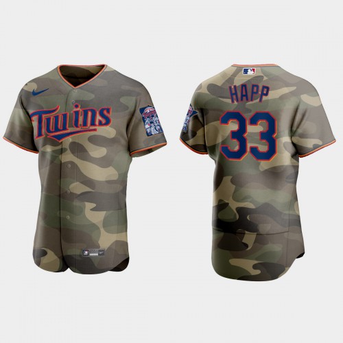 Minnesota Minnesota Twins #33 J.A. Happ Men’s Nike 2021 Armed Forces Day Authentic MLB Jersey -Camo Men’s