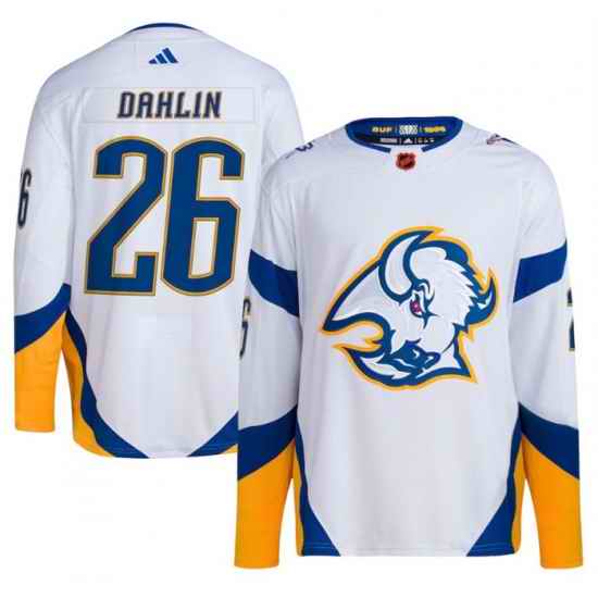 Men Buffalo Sabres 26 Rasmus Dahlin White 2022 #23 Reverse Retro Stitched Jersey