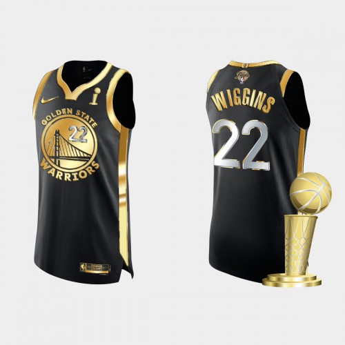 Golden State Golden State Warriors #22 Andrew Wiggins Men’s Nike Golden Black 2021-22 NBA Finals Champions Authentic Jersey Men’s