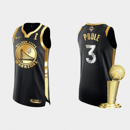 Golden State Golden State Warriors #3 ordan Poole Men’s Nike Golden Black 2021-22 NBA Finals Champions Authentic Jersey Men’s
