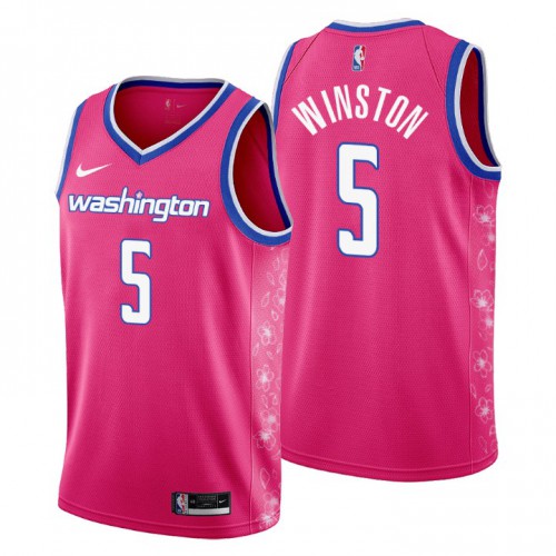 Nike Washington Wizards #5 Cassius Winston Men’s 2022-23 City Edition NBA Jersey – Cherry Blossom Pink Men’s