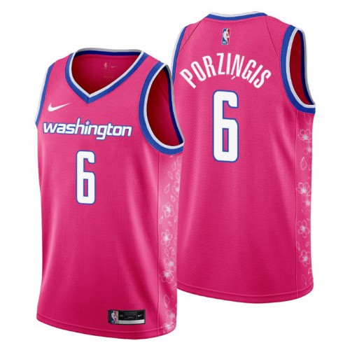 Nike Washington Wizards #6 Kristaps Porzingis Men’s 2022-23 City Edition NBA Jersey – Cherry Blossom Pink Men’s
