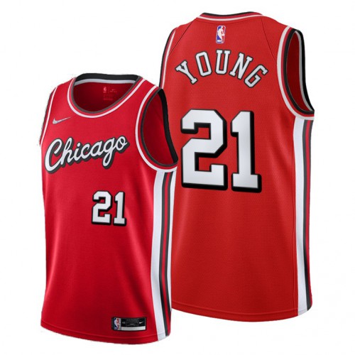 Chicago Chicago Bulls #21 Thaddeus Young Women’s 2021-22 City Edition Red NBA Jersey Womens