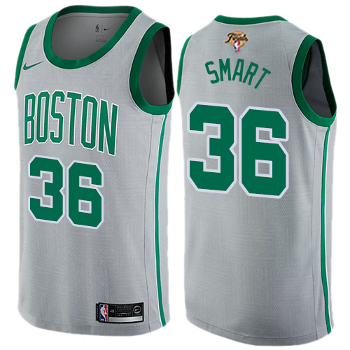 Nike Boston Celtics #36 Marcus Smart Gray Women’s 2022 NBA Finals Swingman City Edition Jersey Womens