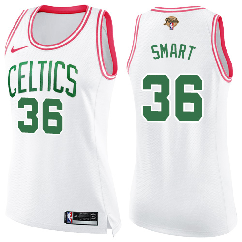 Nike Boston Celtics #36 Marcus Smart White/Pink Women’s 2022 NBA Finals Swingman Fashion Jersey Womens