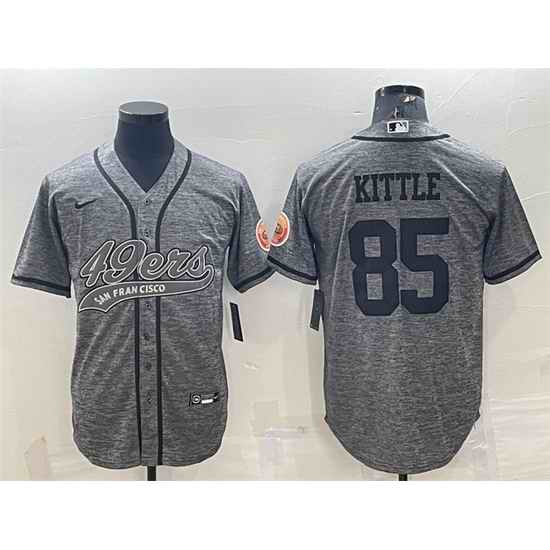 Men San Francisco 49ers #85 George Kittle Grey With Patch Cool Base Stitched Baseball Jersey