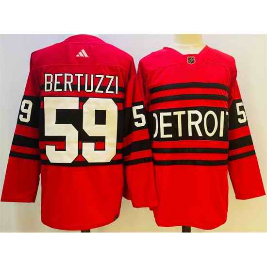 Men Detroit Red Wings 59 Tyler Bertuzzi Red 2022 #23 Reverse Retro Stitched Jersey