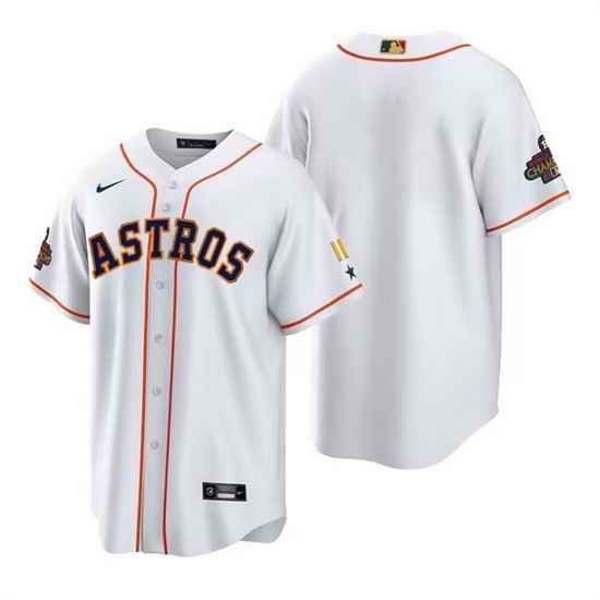 Men Houston Astros Blank White Gold 2022 World Series Champions Stitched Baseball Jersey