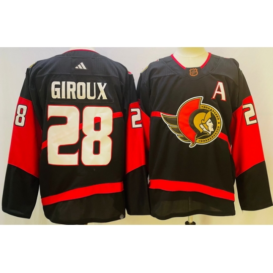 Men Ottawa Senators 28 Claude Giroux Black 2022 #23 Reverse Black Stitched Jersey