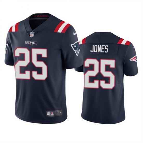 Men New England Patriots #25 Marcus Jones Navy Vapor Untouchable Limited Stitched Jersey