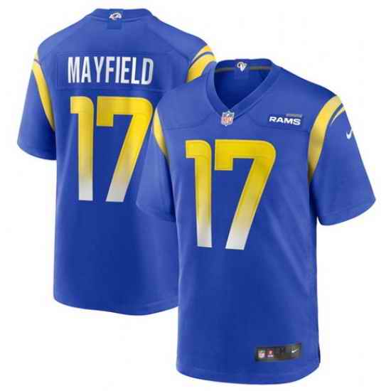 Men Los Angeles Rams #17 Baker Mayfield Royal Stitched Game Jersey