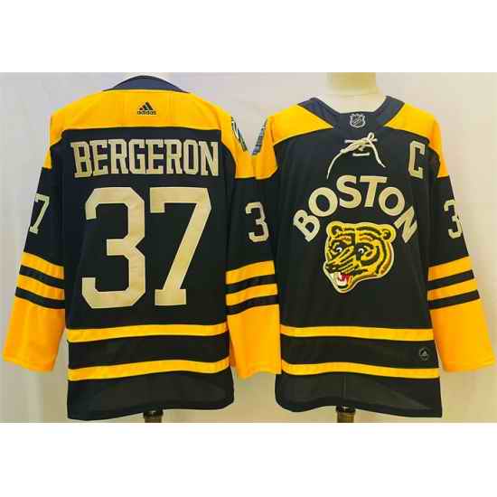 Men Boston Bruins #37 Patrice Bergeron Black Classic Primegreen Stitched Jersey