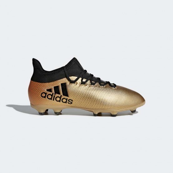 Kids Tactile Gold Metallic/Black/Infrared Adidas X 17.1 Firm Ground Cleats Soccer Cleats 152LUVKI