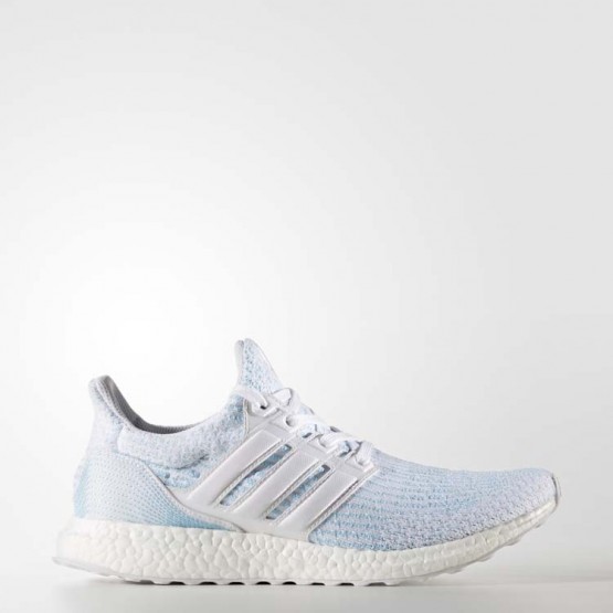Mens White/Icey Blue Adidas Ultraboost Parley Running Shoes 198XSAHP
