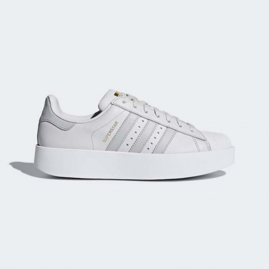 Womens Grey/White Adidas Originals Superstar Bold Platform Shoes 247EBGZX