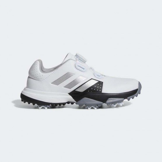 Kids White/Silver Metallic/Core Black Adidas Adipower Boa Golf Shoes 316PEBTI