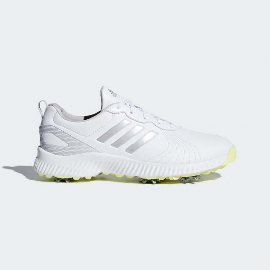 Womens White/Silver Metallic/Semi Frozen Yellow Adidas Response Bounce Golf Shoes 324QFIWA