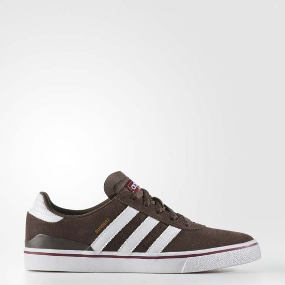 Mens Brown/White/Cardinal Adidas Originals Busenitz Vulc Shoes 366BNKWD