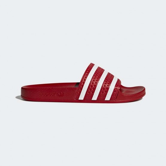 Mens Scarlet/White/Light Scarlet Adidas Originals Adilette Slides Shoes 378UMKVY