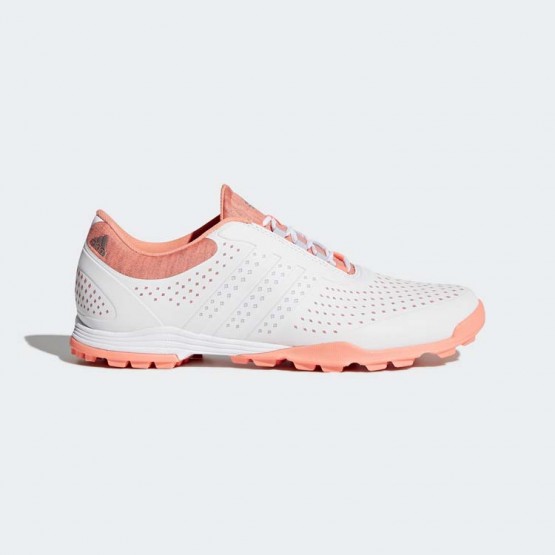 Womens Core White/Chalk Coral Adidas Adipure Sport Golf Shoes 380XDPRY