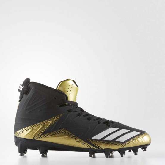 Mens Core Black/White/Metallic Gold Adidas Freak X Carbon Mid Cleats Football Cleats 474XTQNH