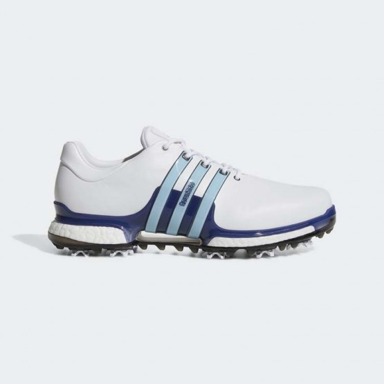 Mens White/Icey Blue/Mystery Ink Adidas Tour 360 Boost 2.0 Golf Shoes 507SKRHQ