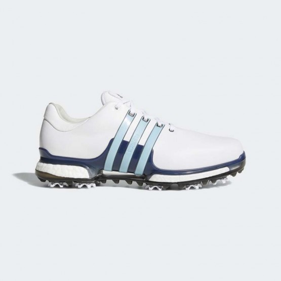 Mens White/Icey Blue/Mystery Ink Adidas Tour 360 2.0 Wide Golf Shoes 567KCPUM
