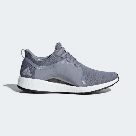 Womens Grey/Metallic Silver/Black Adidas Pureboost X Running Shoes 604HUDCI