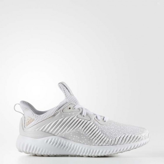 Kids Grey/White Adidas Alphabounce Running Shoes 662QZRYG
