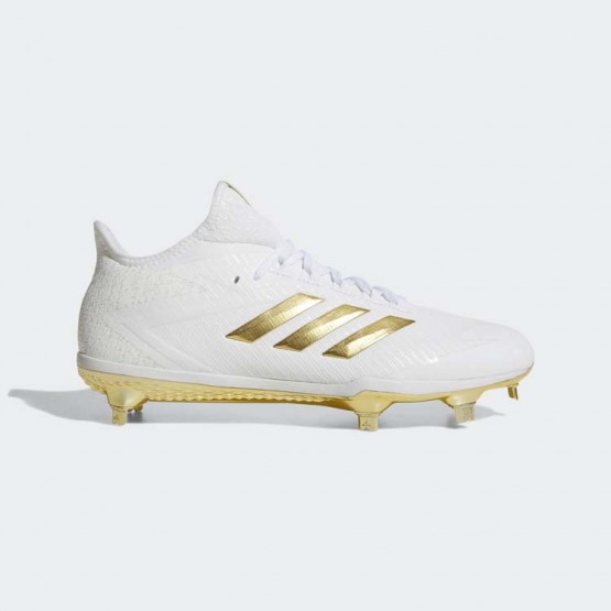 Mens White Ftw/Metallic Gold Adidas Adizero Afterburner 4 Cleats Baseball Shoes 847BTQHK